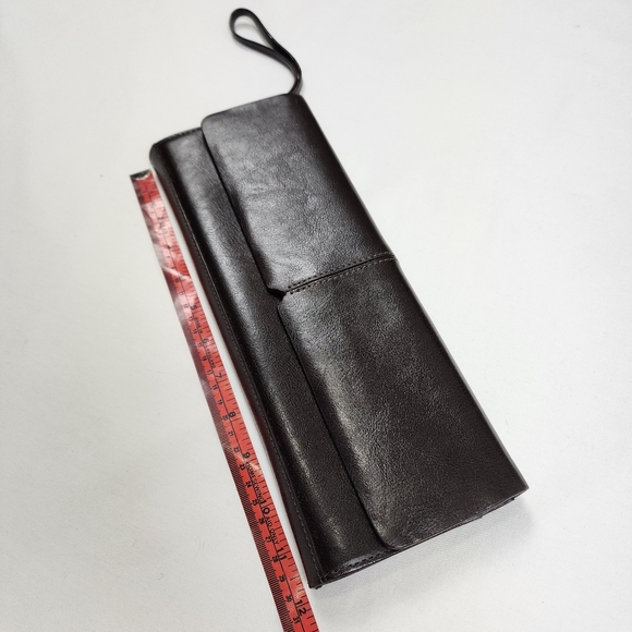 Alfani Brown Genuine Leather Clutch Wristlet Wallet Minimalist Carolyn Core 90s - Picture 10 of 12